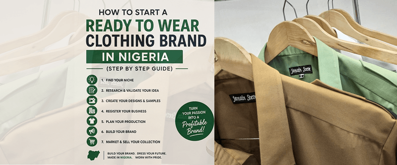 image banner of how to start ready to ready clothing brand blog post,