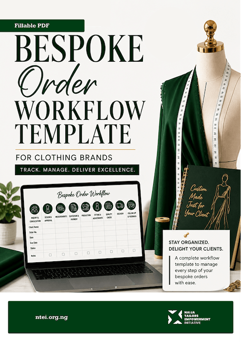 pdf cover of fillable bespoke order workflow template